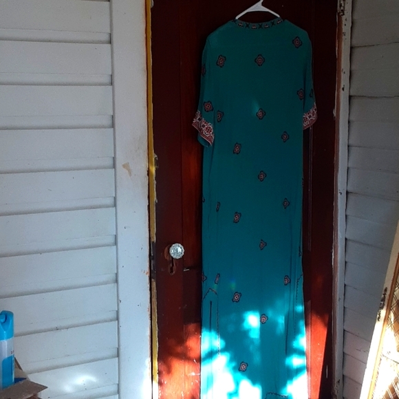 Sundance sz M pit 19 inches maxi dress with embroidery sea foam green color - Picture 8 of 11